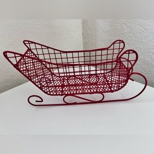 Red Metal Sleigh Christmas Decor